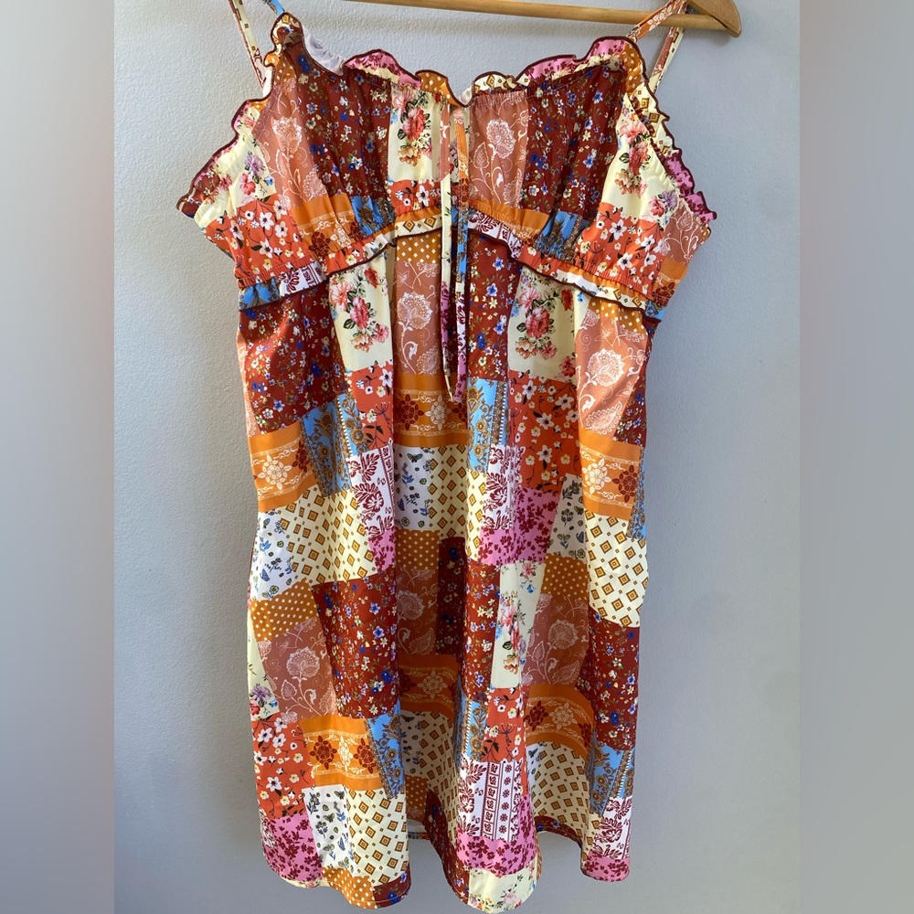 Multicolored Sleeveless Boho Paisley Patchwork Romantic Y2K Dress Women XL